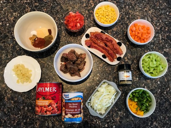 Gluten Free Bacon and Beef Chili Ingredients