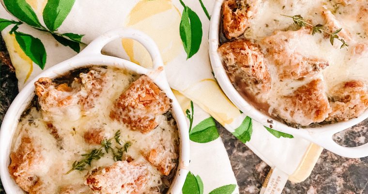 French Onion Soup with Parmesan Croutons