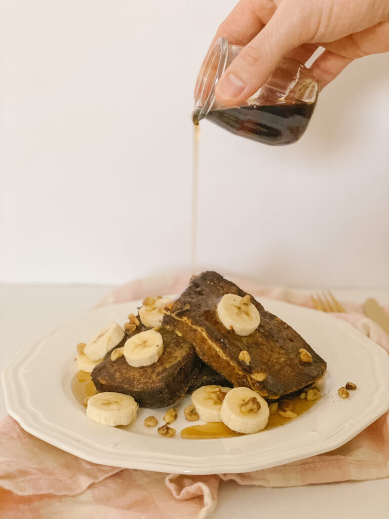 Banana Bread French Toast with Maple Syrup